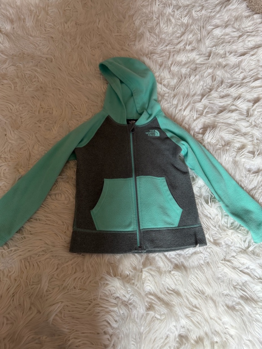 The North Face Kids Mint Green & Charcoal Zip Hoodie